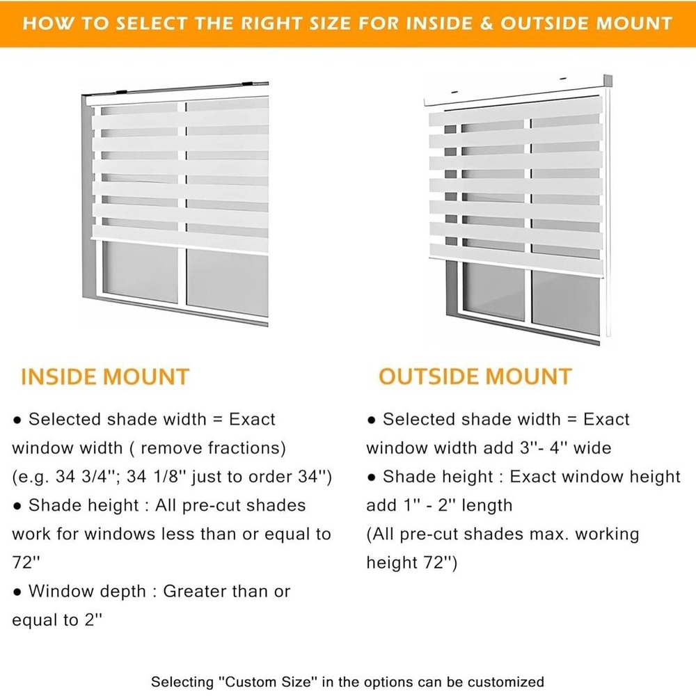 Jiangpin Zebra Roller Blinds Shades 32x72 White Double Layered Light Filtering - Picture 6 of 12